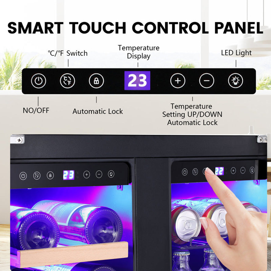 24'' Dual Zone Wine and Beverage Refrigerator Cooler with Security Locks