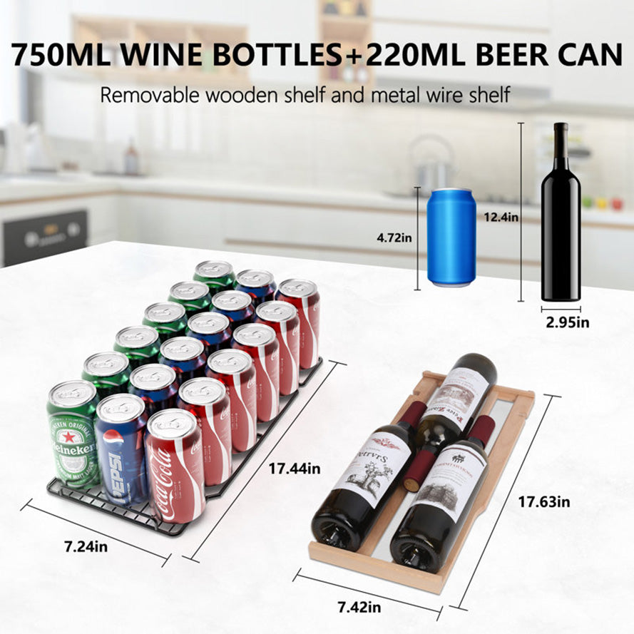 24'' Dual Zone Wine and Beverage Refrigerator Cooler with Security Locks