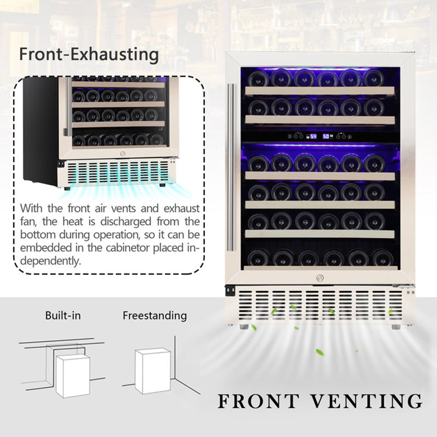 23.4'' 46 Bottle Dual Zone Beverage Refrigerator Cooler