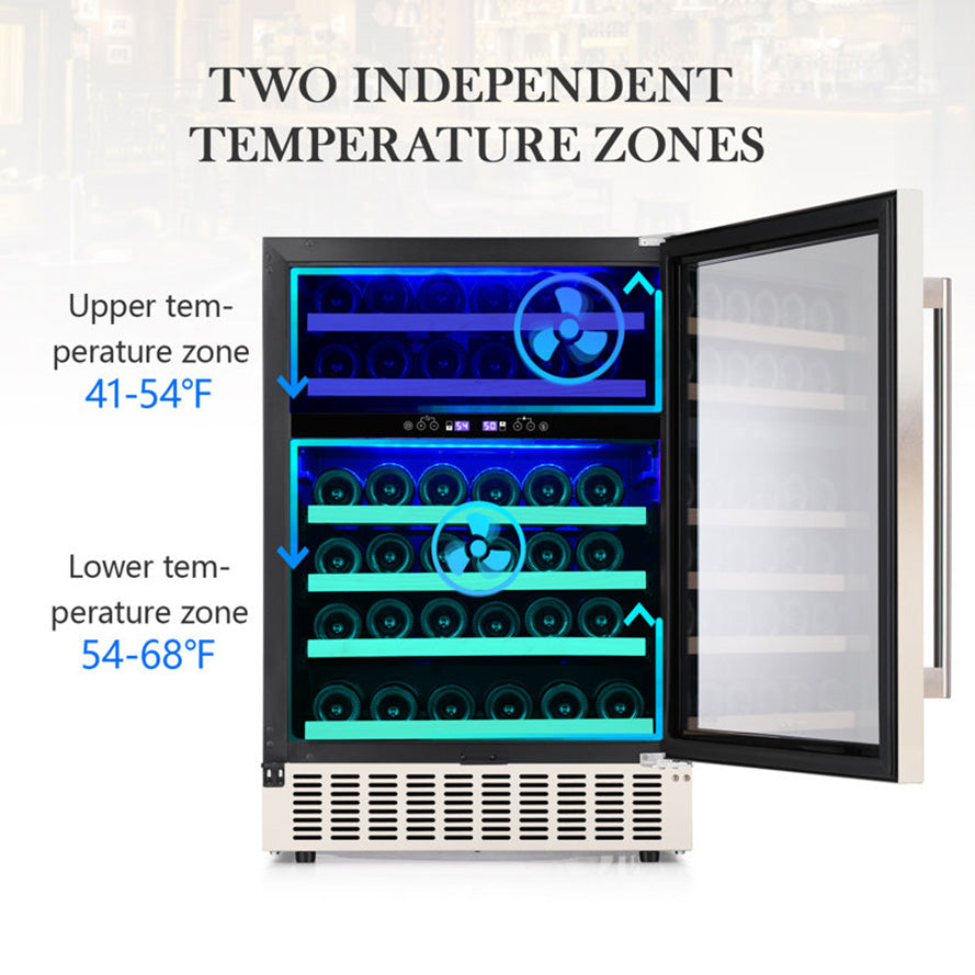 23.4'' 46 Bottle Dual Zone Beverage Refrigerator Cooler