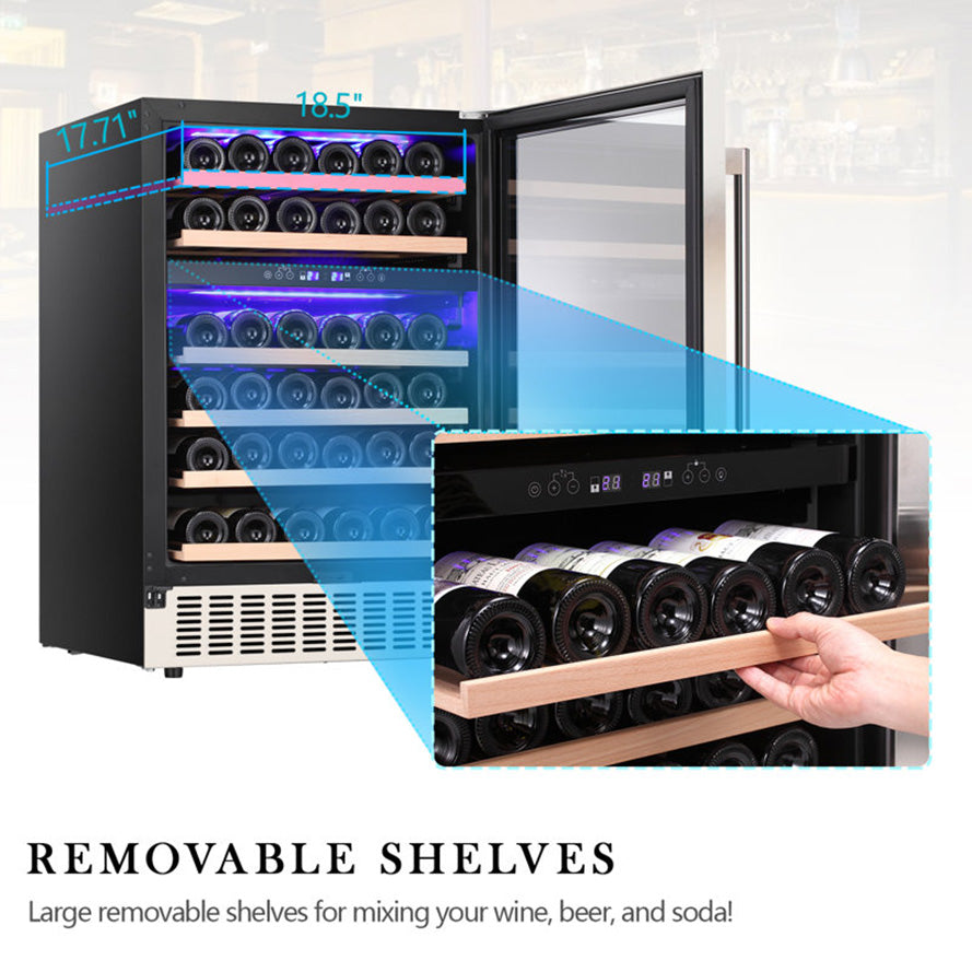 23.4'' 46 Bottle Dual Zone Beverage Refrigerator Cooler