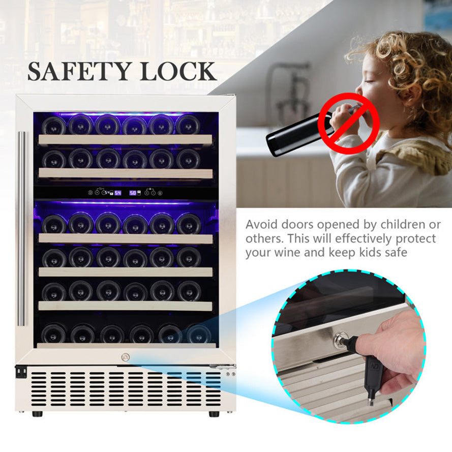 23.4'' 46 Bottle Dual Zone Beverage Refrigerator Cooler