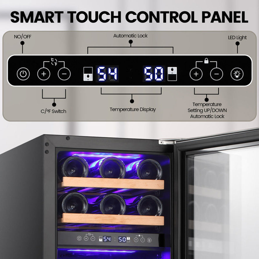 15" 28 Bottle and 65 Can Dual Zone Beverage Refrigerator Cooler