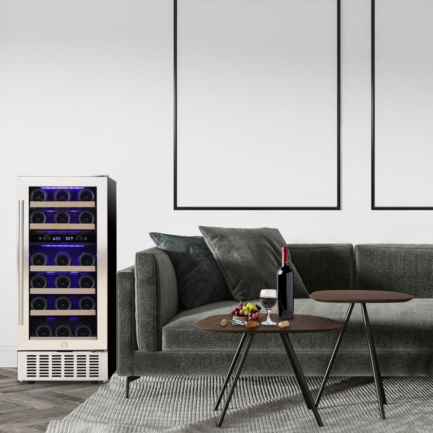 15" 28 Bottle and 65 Can Dual Zone Beverage Refrigerator Cooler