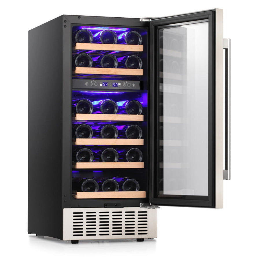 15" 28 Bottle and 65 Can Dual Zone Beverage Refrigerator Cooler