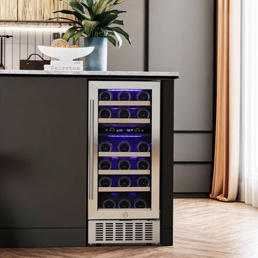 15" 28 Bottle and 65 Can Dual Zone Beverage Refrigerator Cooler