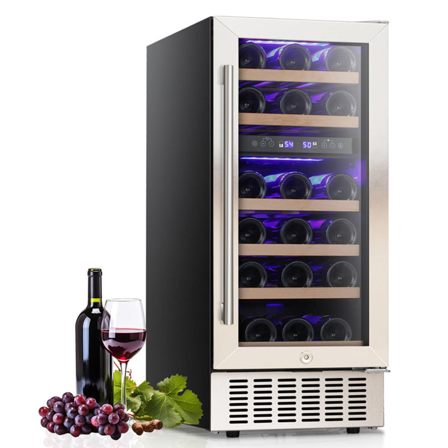 15" 28 Bottle and 65 Can Dual Zone Beverage Refrigerator Cooler