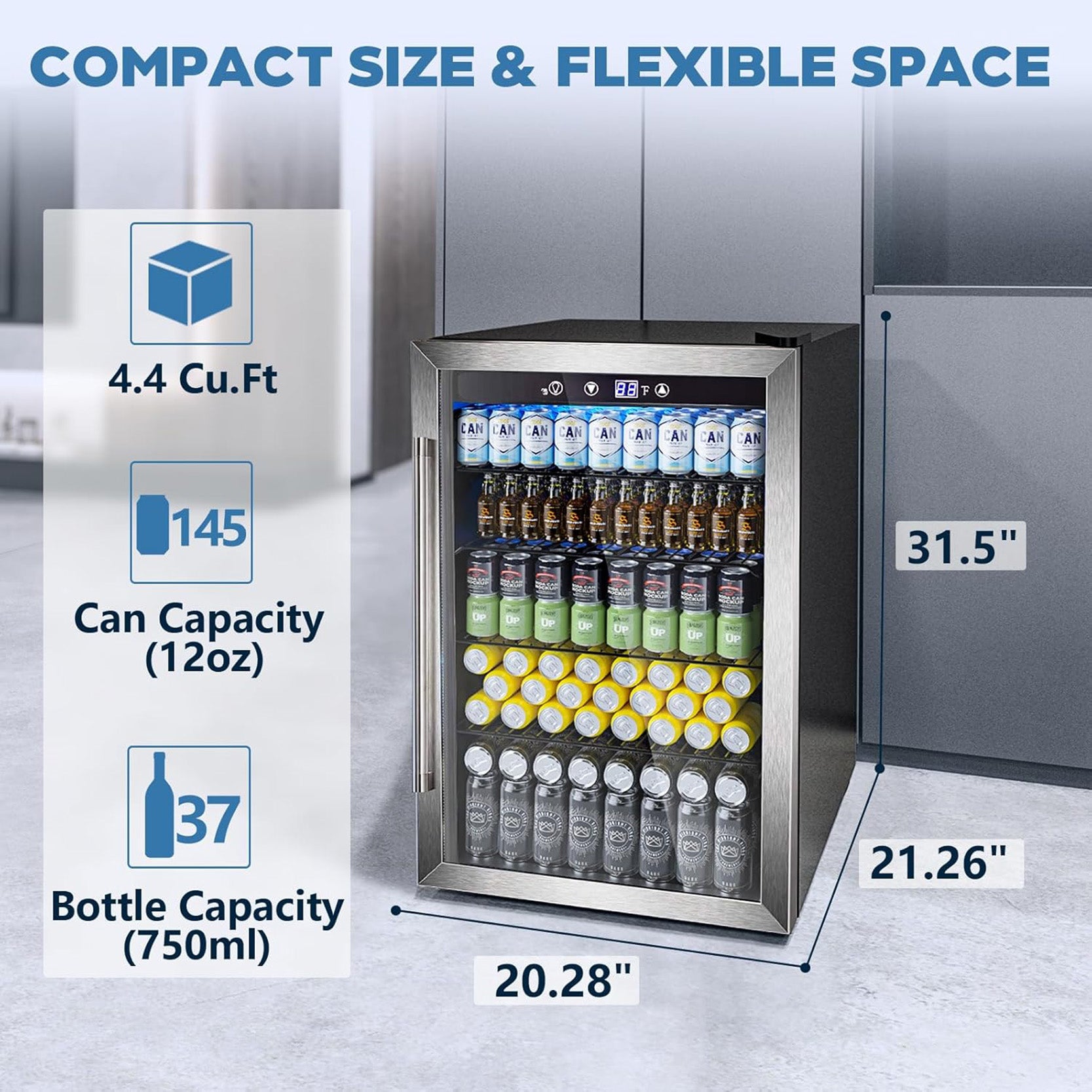 4.4/3.2/2.6 Cu.Ft Beverage Refrigerator Cooler, Reversible door