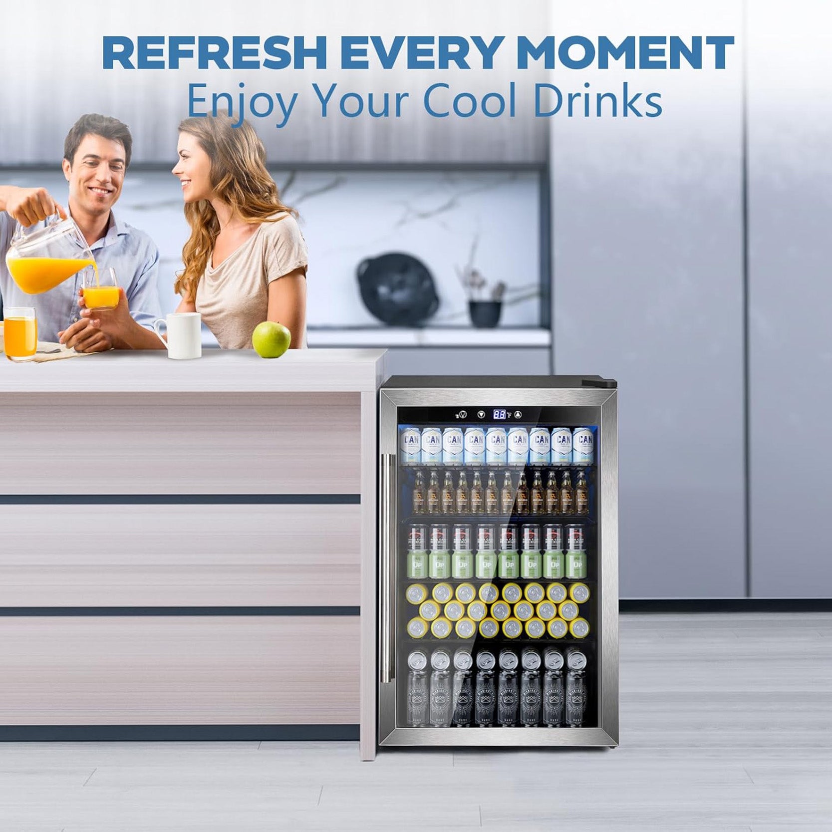 COWSAR 4.4/3.2/2.6 Cu.Ft Beverage Refrigerator Cooler, Reversible door