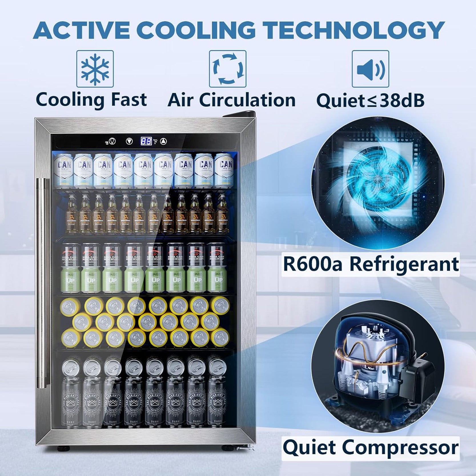 COWSAR 4.4/3.2/2.6 Cu.Ft Beverage Refrigerator Cooler, Reversible door