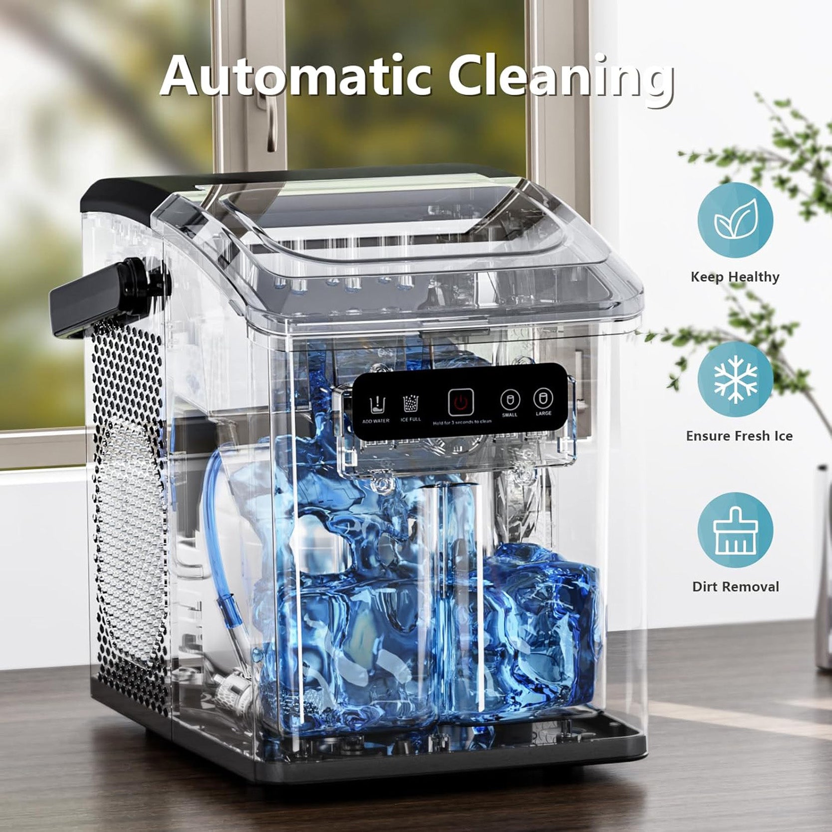 26 lbs/24H Countertop Ice Maker, 9 Ice Cubes in 6 Mins