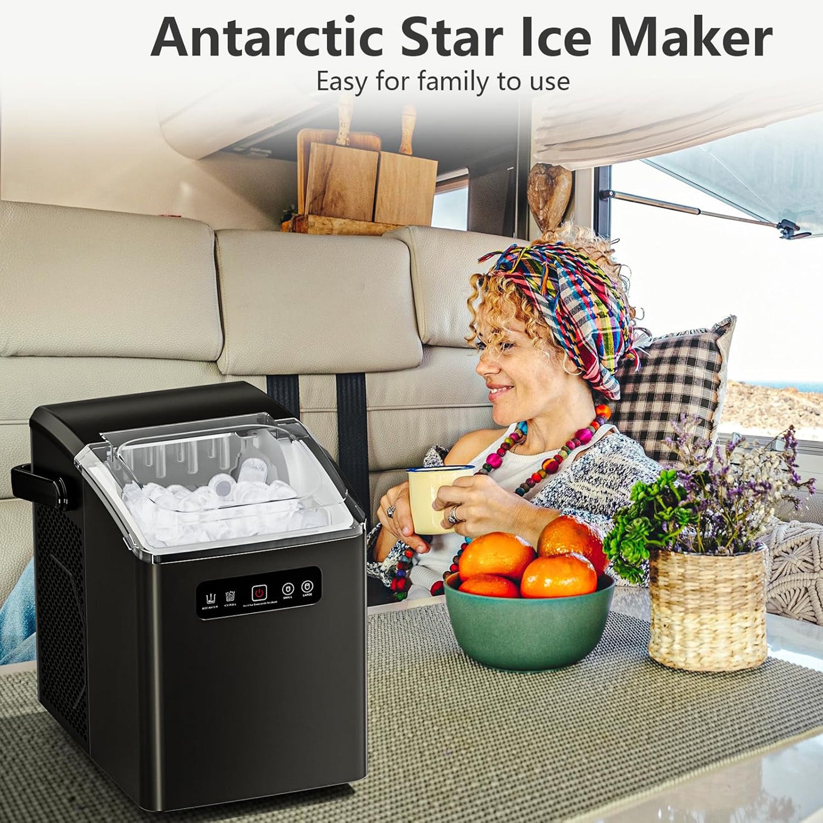 26 lbs/24H Countertop Ice Maker, 9 Ice Cubes in 6 Mins