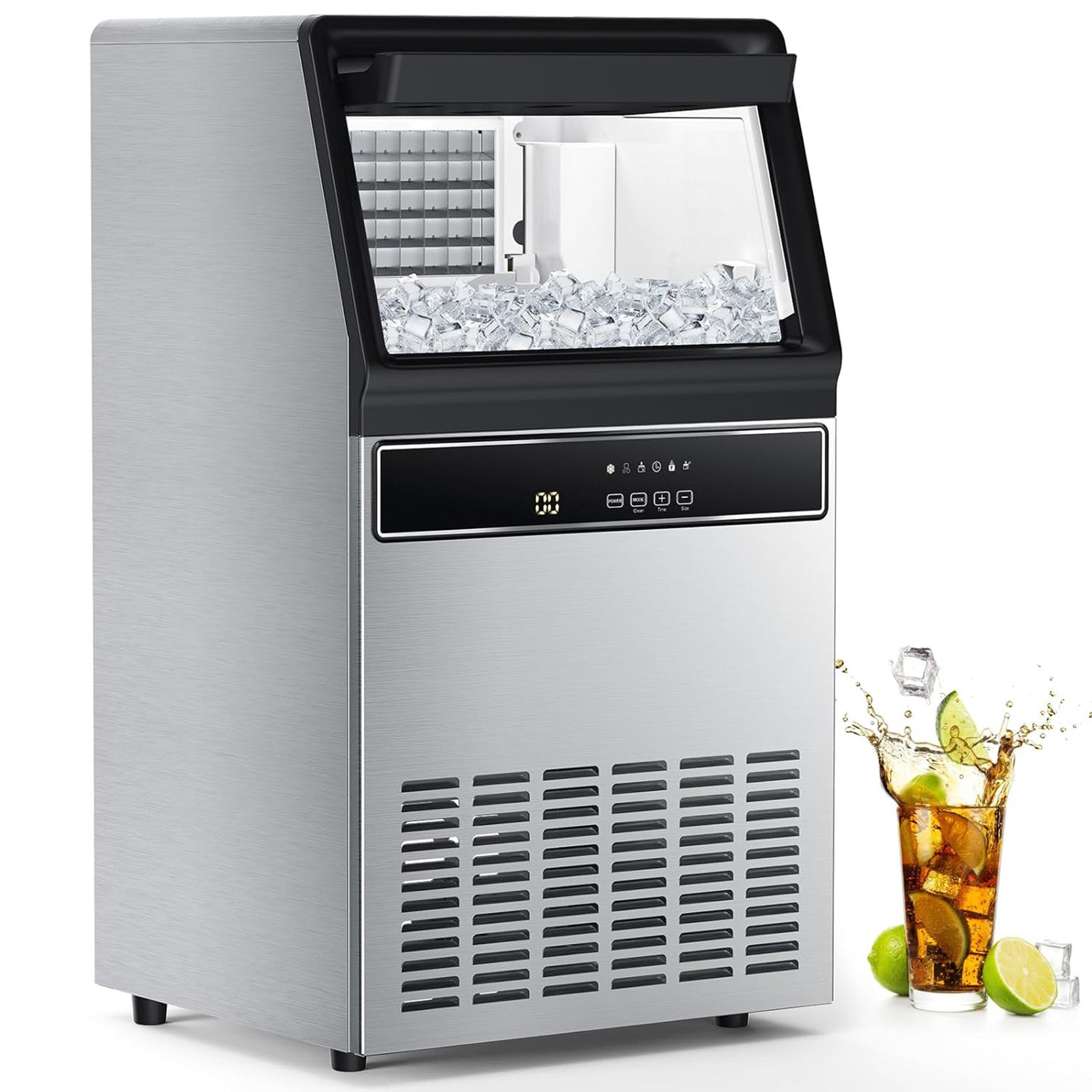 Commercial Cube Ice Maker 100lbs/24H,Stainless Steel