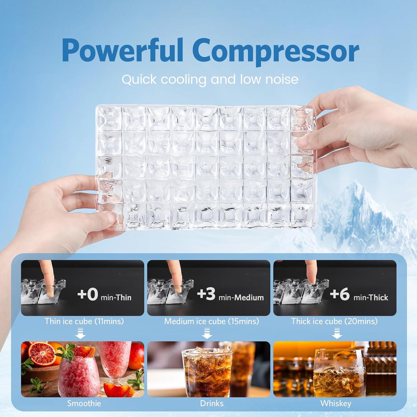 Commercial Cube Ice Maker 100lbs/24H,Stainless Steel