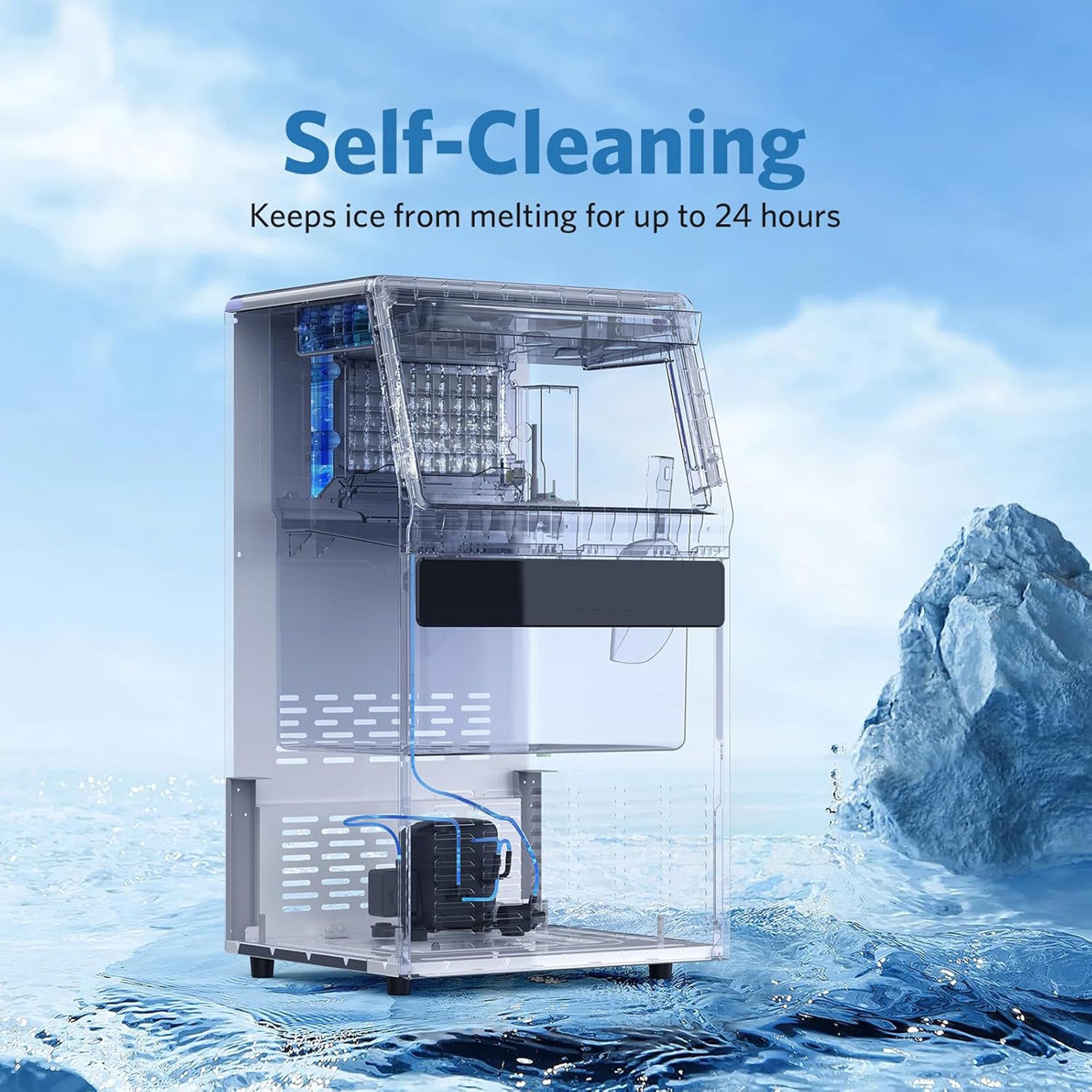 Commercial Cube Ice Maker 100lbs/24H,Stainless Steel