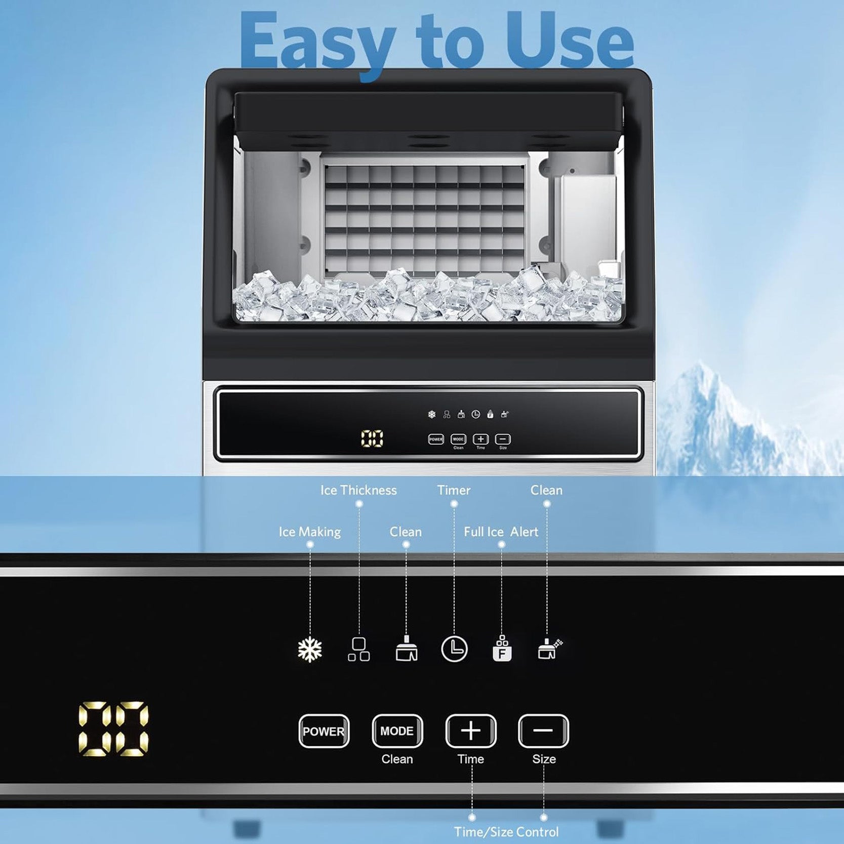 Commercial Cube Ice Maker 100lbs/24H,Stainless Steel