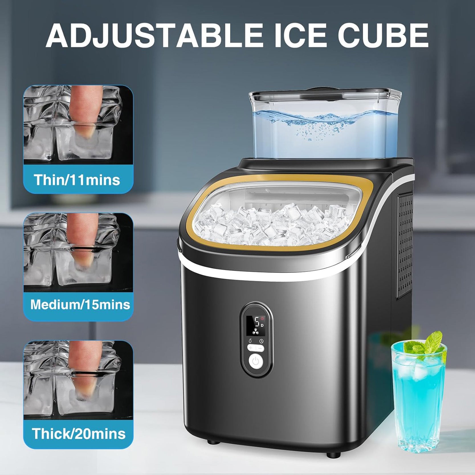 30lbs/24H Countertop Cube Ice Maker