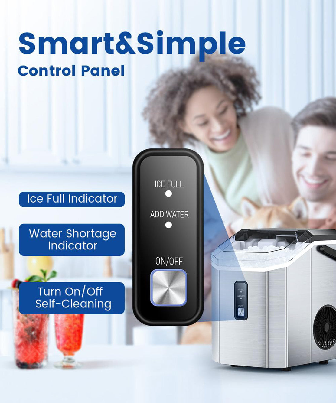 34lbs/24H Nugget Ice Maker Countertop with Soft Chewable Ice