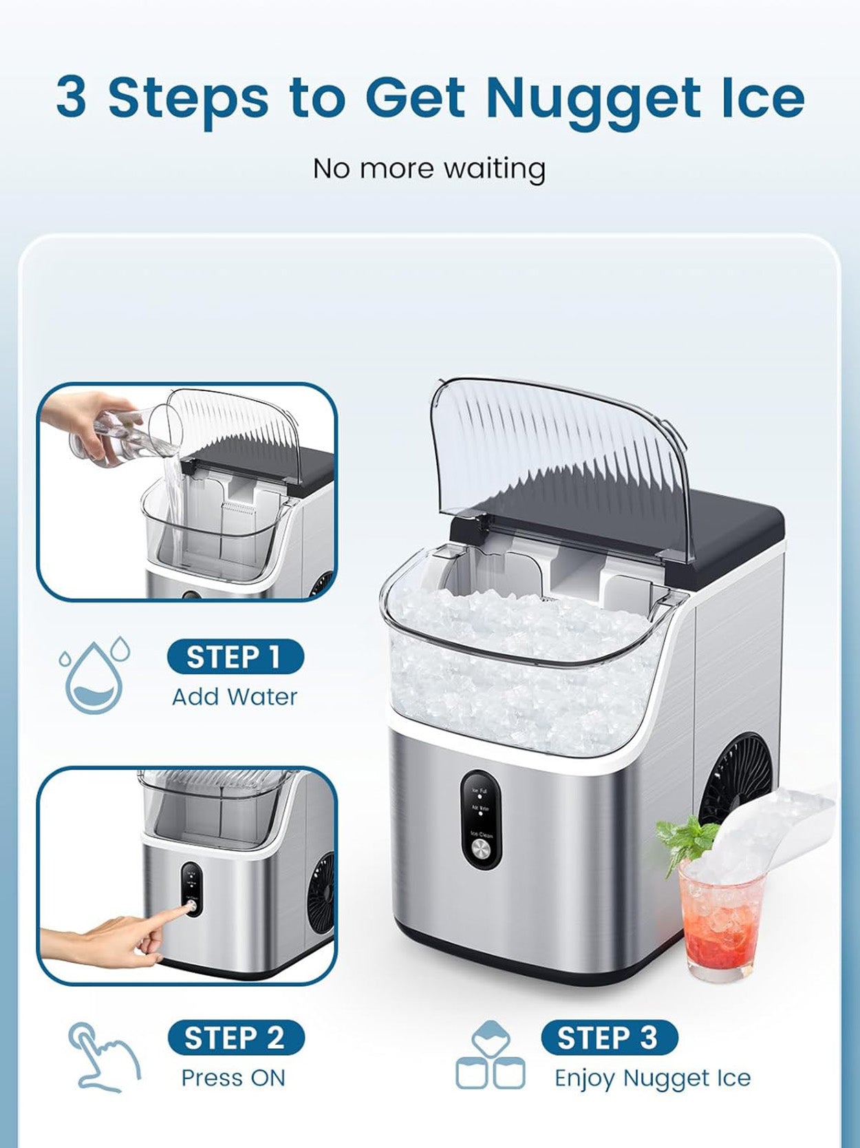 34lbs/24H Nugget Ice Makers Countertop – Cowsar