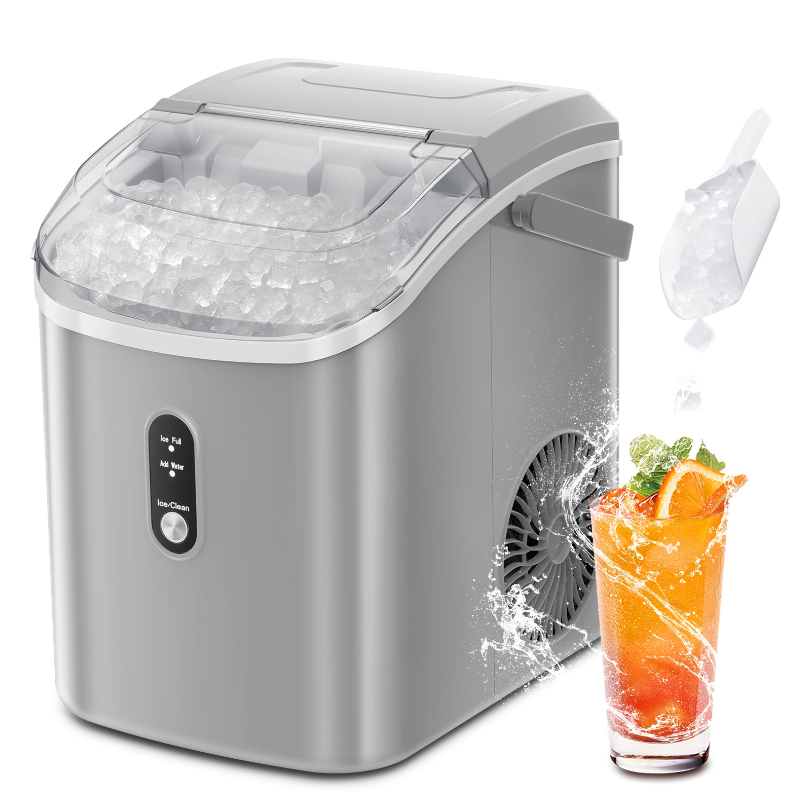 34lbs/24H Nugget Ice Maker Countertop, Chewable Pebble Ice