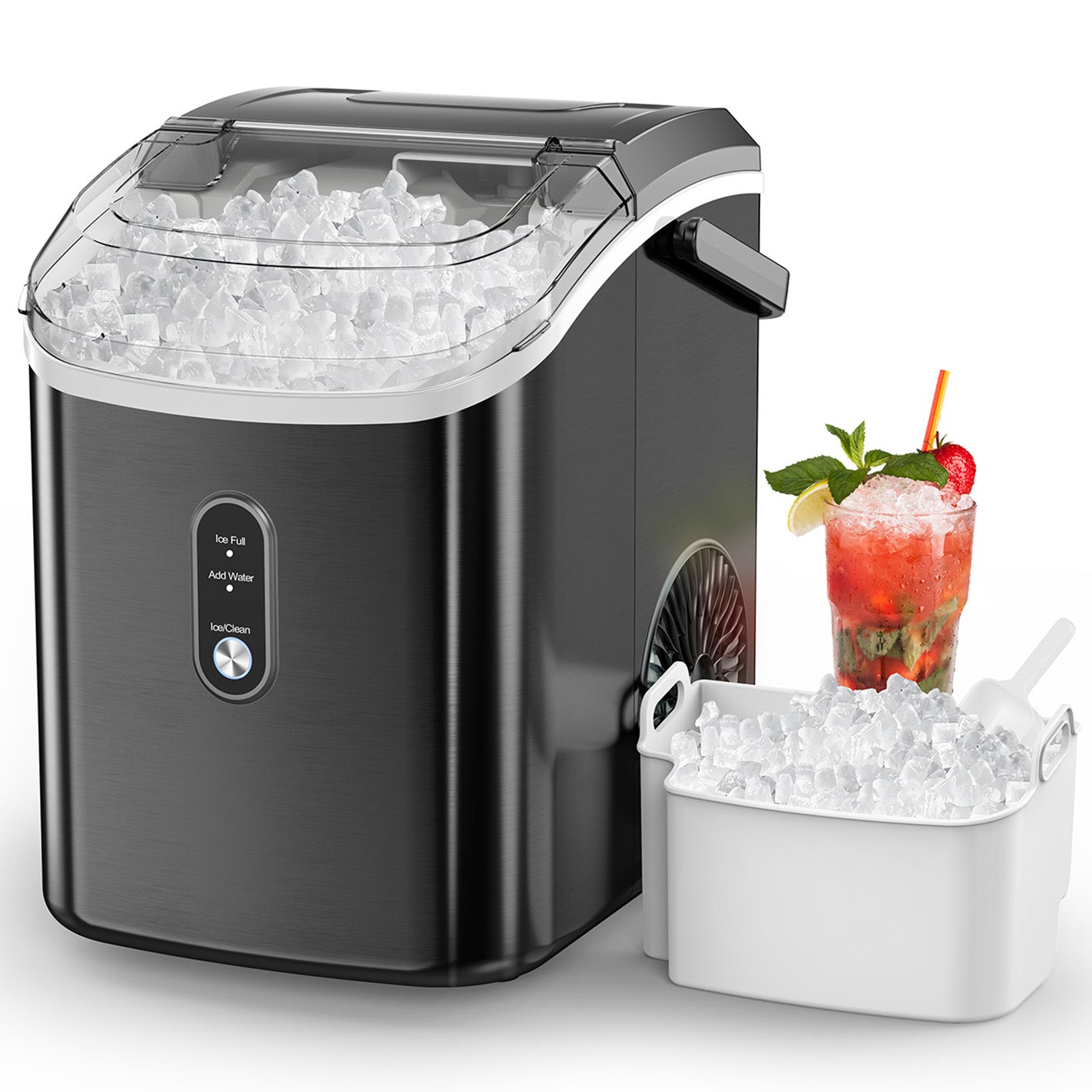 34lbs/24H Nugget Ice Maker Countertop, Chewable Pebble Ice