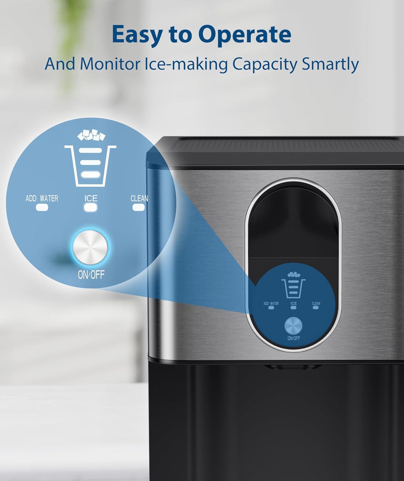 44lbs/24H Nugget Ice Maker Countertop Dispenser