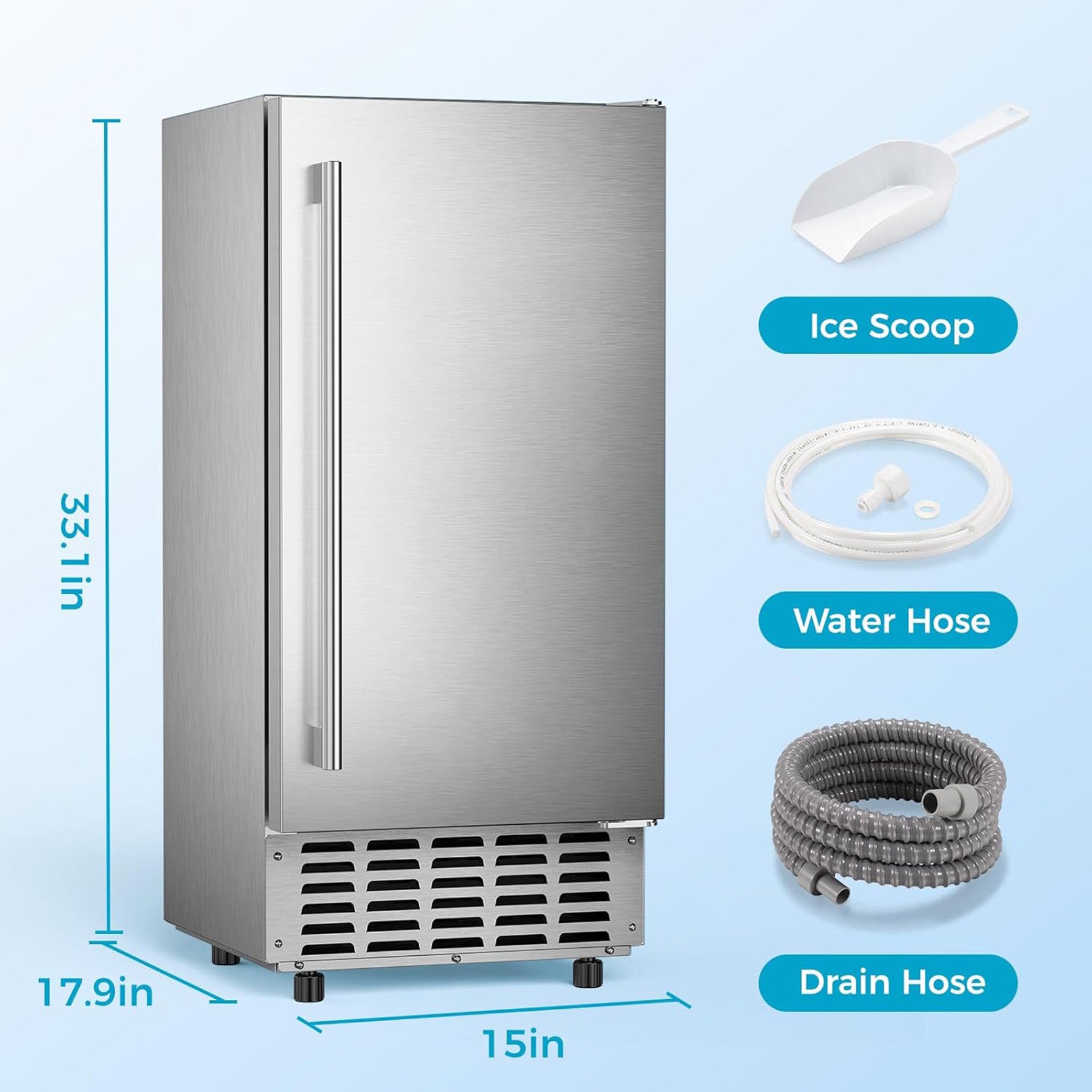 Commercial Nugget Ice Maker 66lbs/24H,Silent Smart