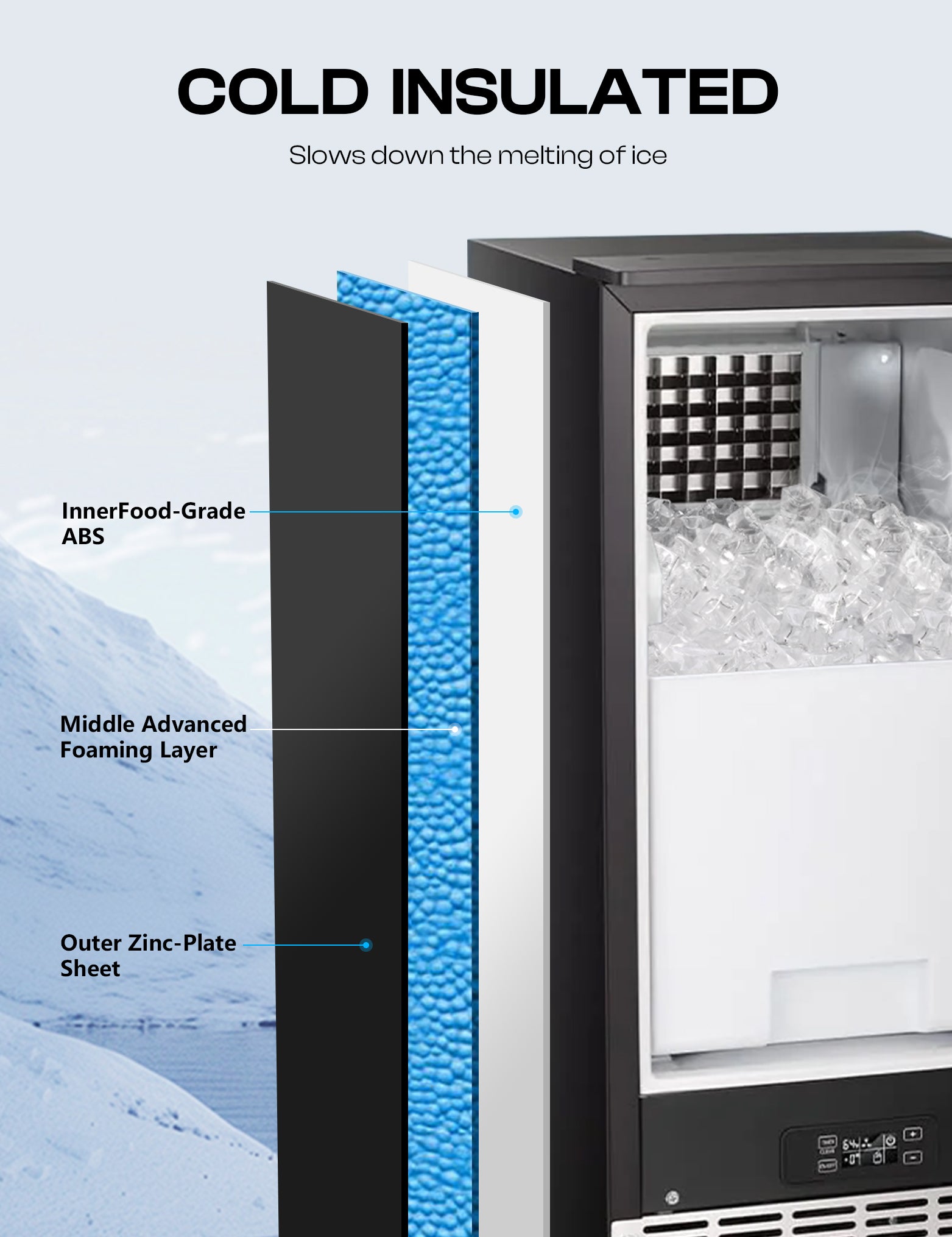 Commercial Cube Ice Maker 80lbs/24H, Reversible Door