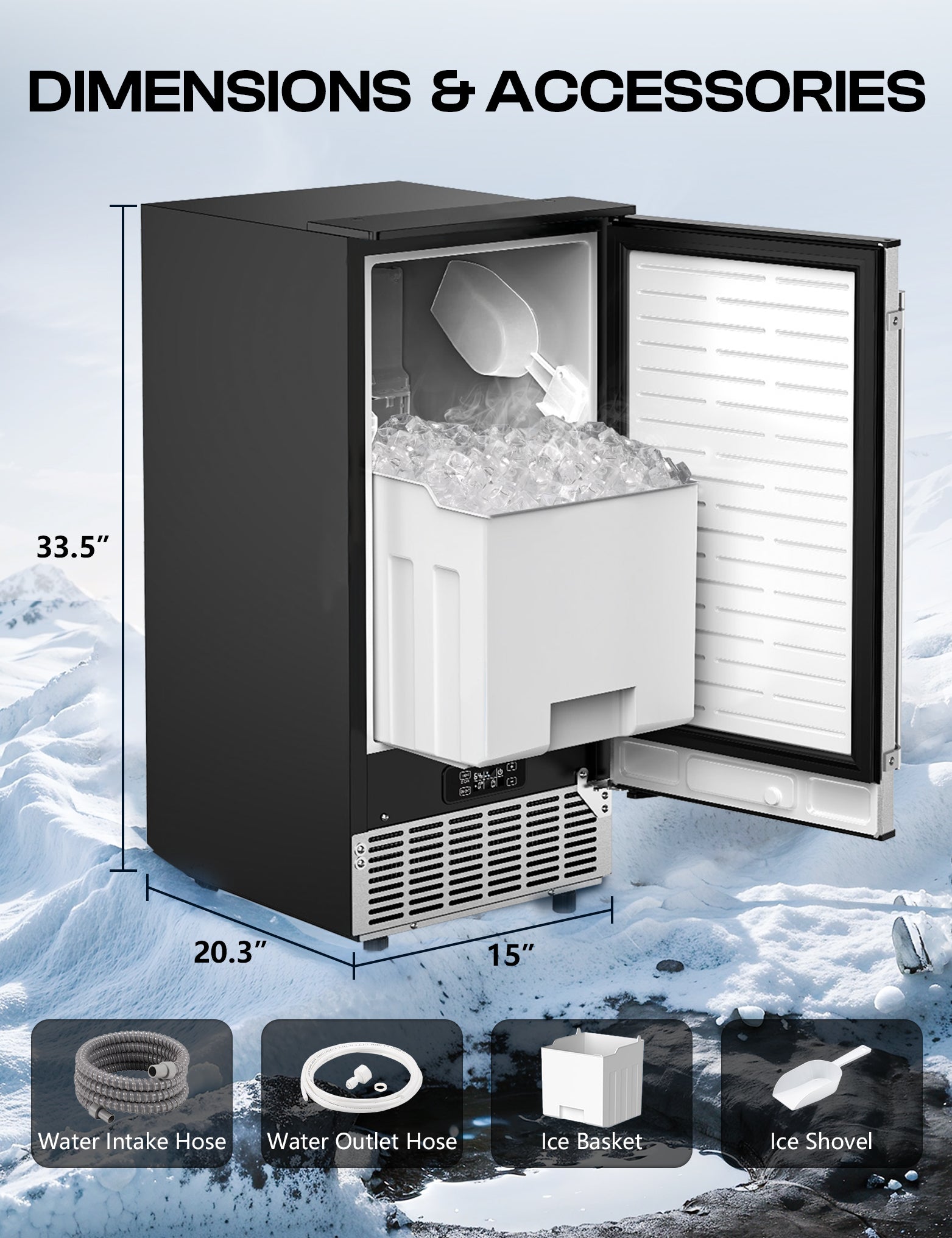 Commercial Cube Ice Maker 80lbs/24H, Reversible Door