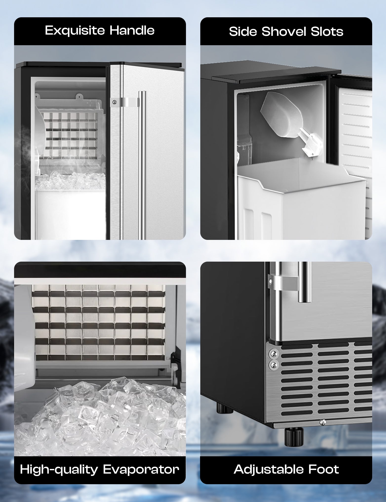 Commercial Cube Ice Maker 80lbs/24H, Reversible Door