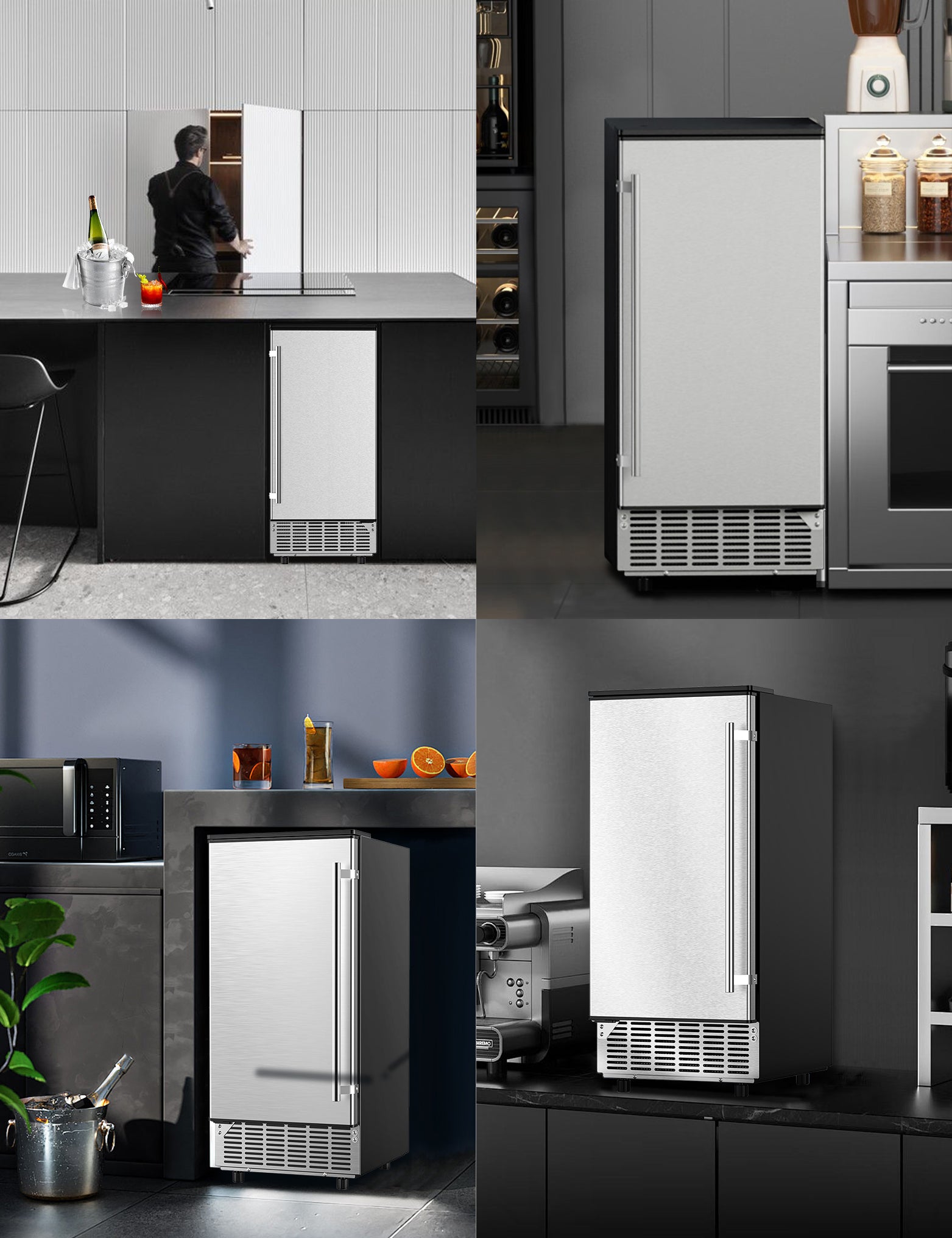 Commercial Cube Ice Maker 80lbs/24H, Reversible Door