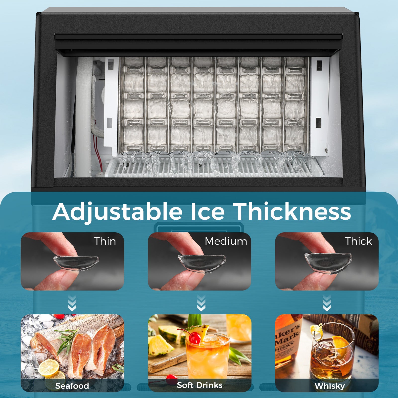 Moon-Shaped Ice Commercial Ice Maker 100lbs/24H