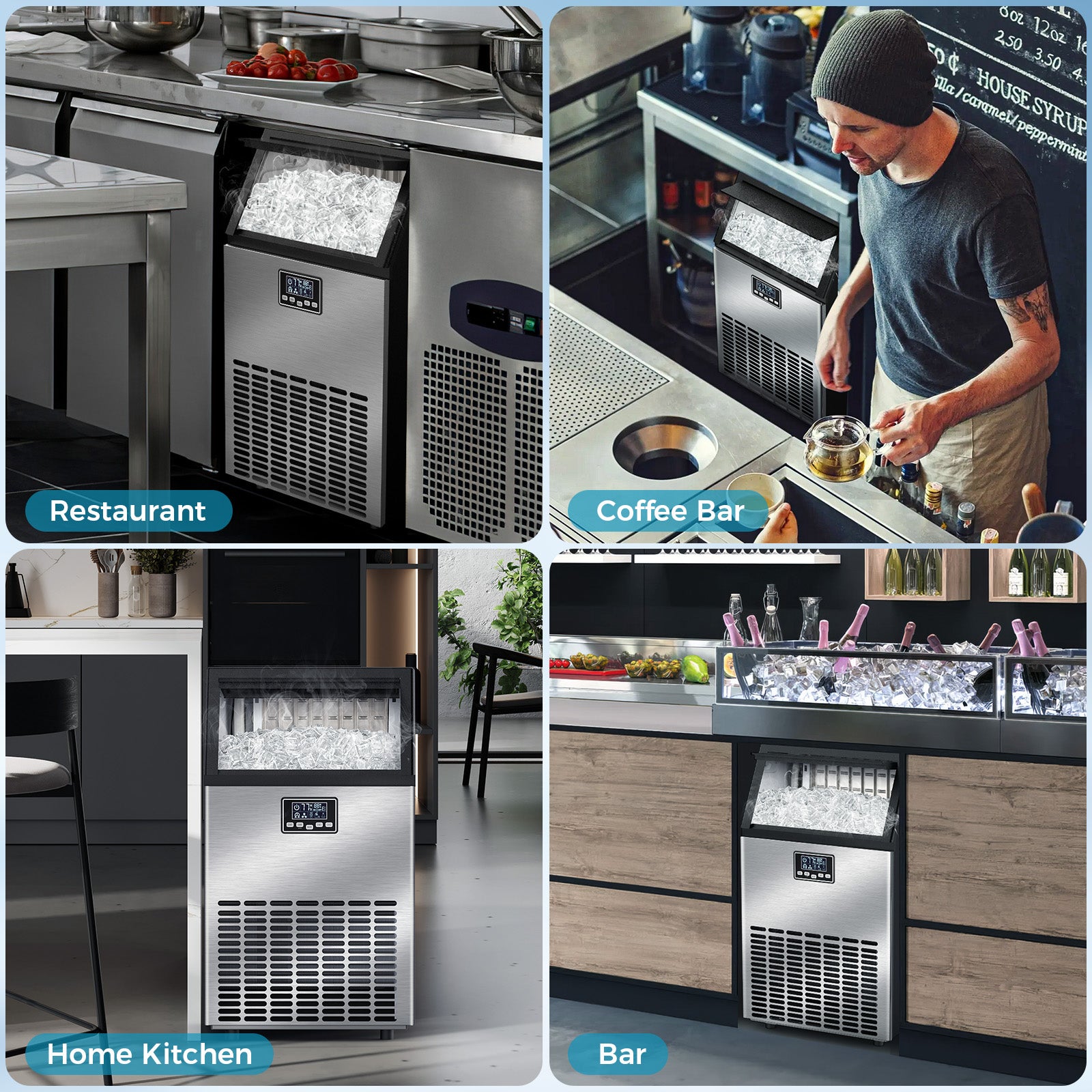 Moon-Shaped Ice Commercial Ice Maker 100lbs/24H