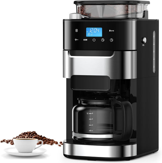 10-Cup Drip Coffee Maker with Built-In Grinder