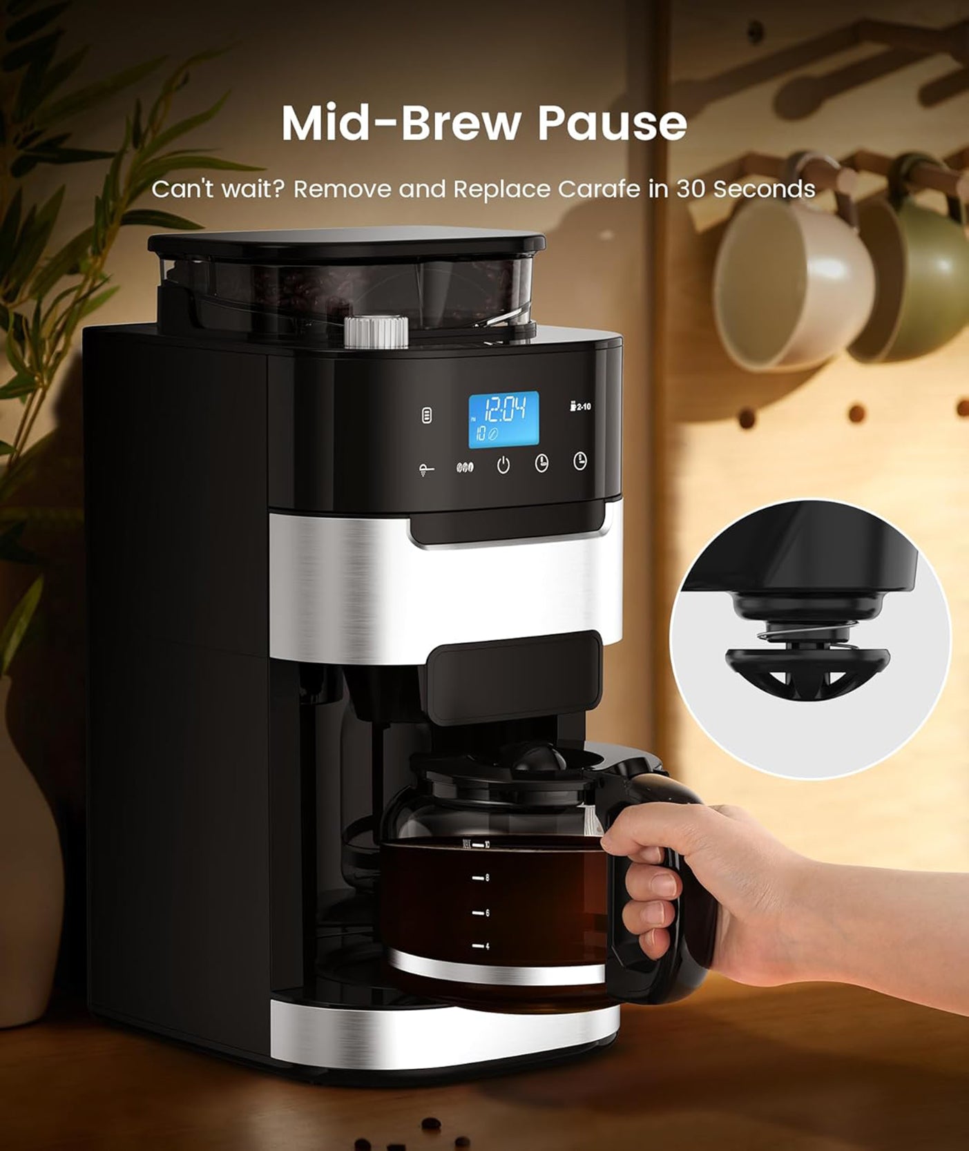 10-Cup Drip Coffee Maker with Built-In Grinder