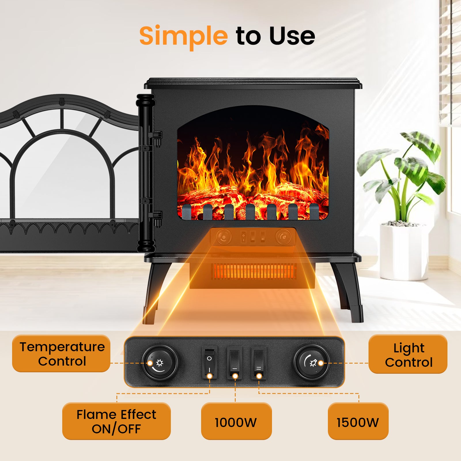23 inch Freestanding Electric Fireplace Stove  5100 BTU