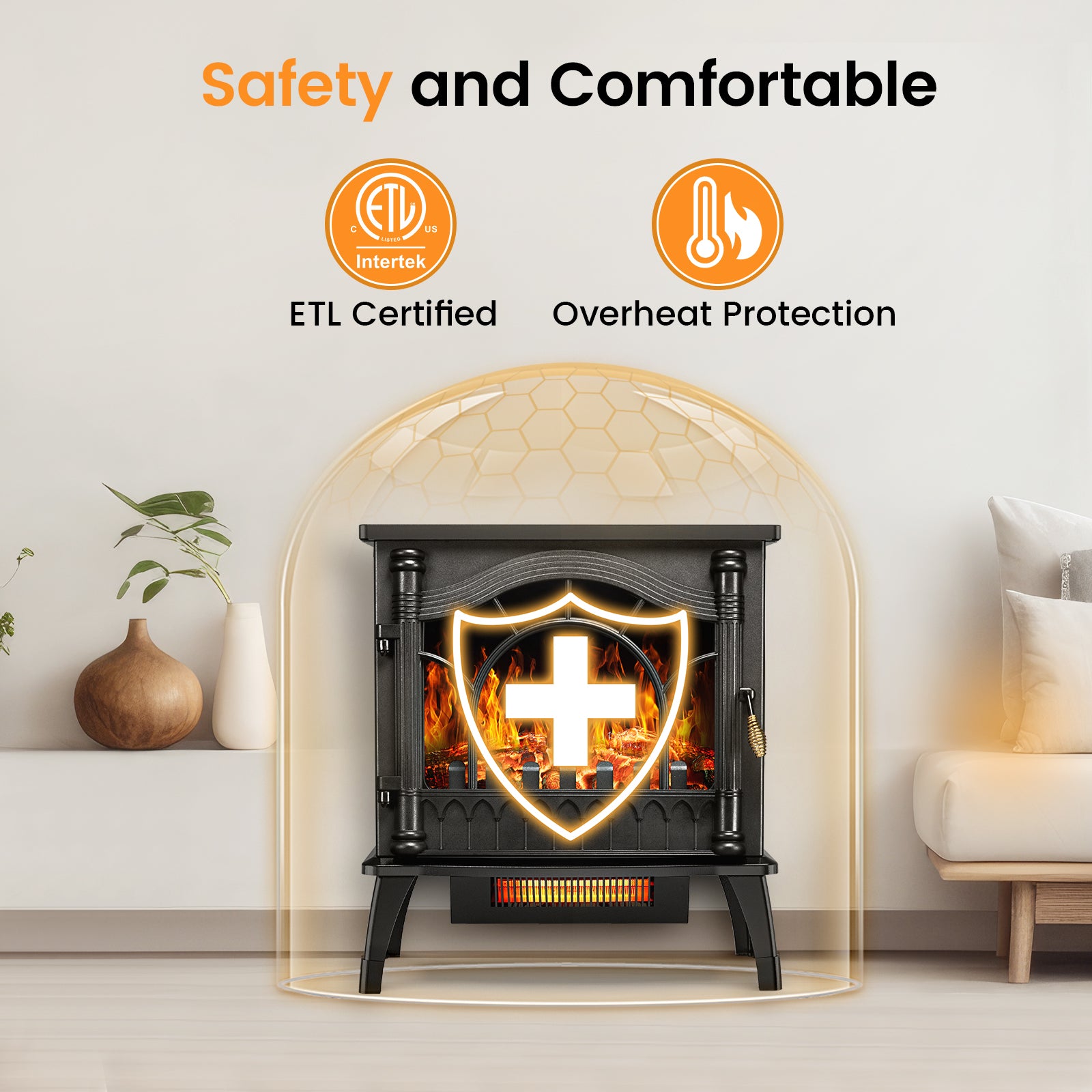 23 inch Freestanding Electric Fireplace Stove  5100 BTU