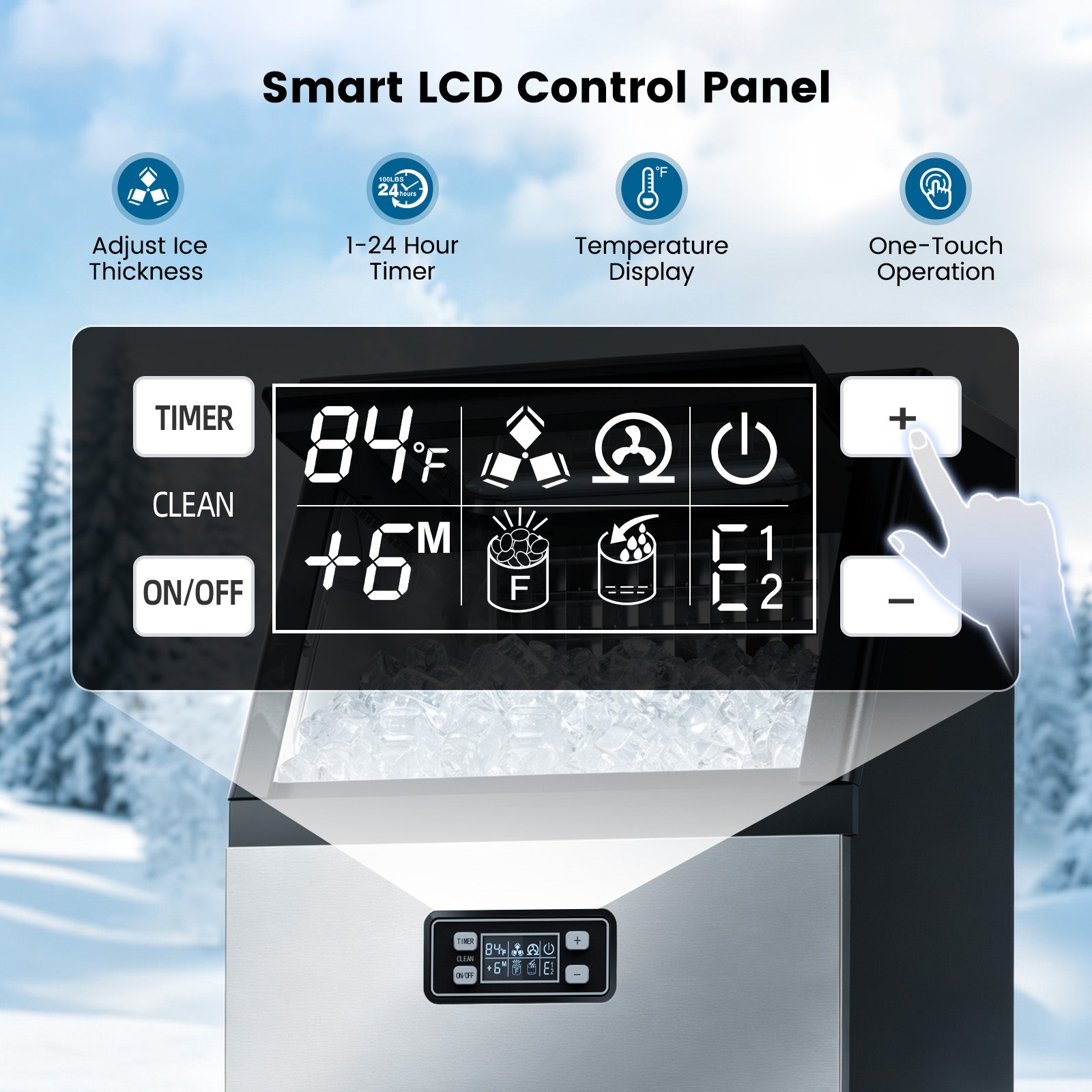 Cowsar Commercial Cube Ice Maker 100/200/265lbs/24H, 33lbs Storage Bin